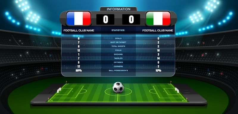 移动足球场和聚光灯矢量图