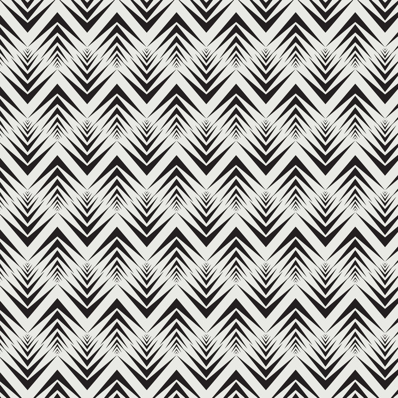 光栅几何线条图案-抽象图案条纹装饰-简单的黑白条纹-锯齿形-现代单色线性背景-花色印花和布料的时尚重复设计
