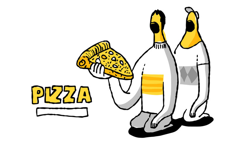 披萨时间黄色和黑色矢量