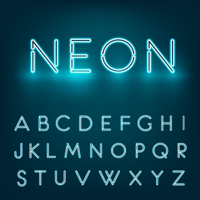 霓虹灯字母字体-设计的图形概念
