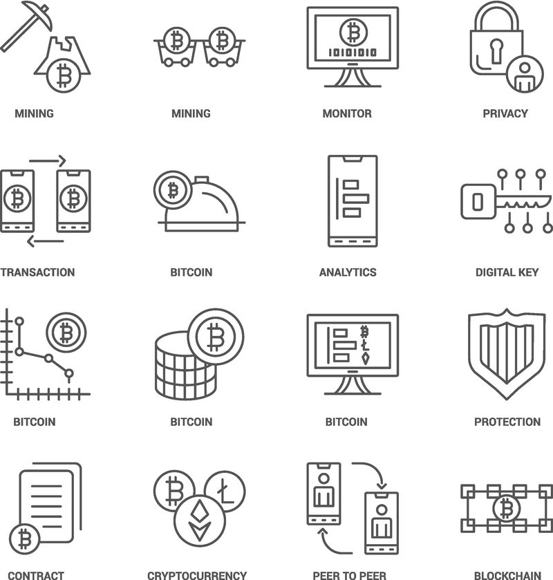 用于网页设计用户界面移动设备计算机信息图形和其他项目的细线平面彩色图标包-16个单线元件包