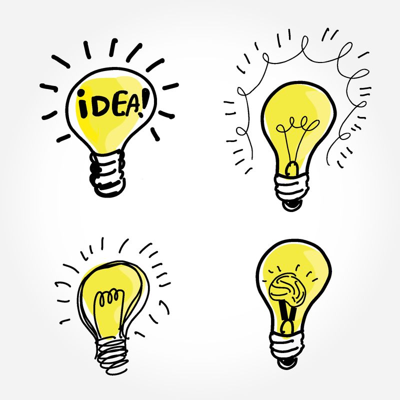 徒手写生加载想法-灯泡-想法的符号