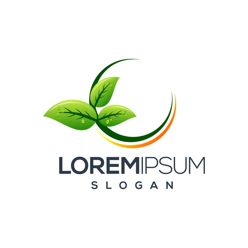 圆叶标志设计矢量插图