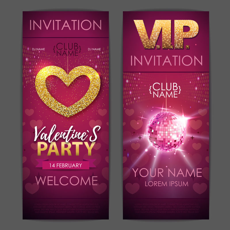 情人节快乐迪斯科派对海报邀请设计