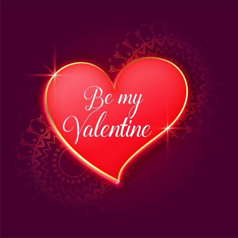 美丽的情人节卡片红色闪亮的心