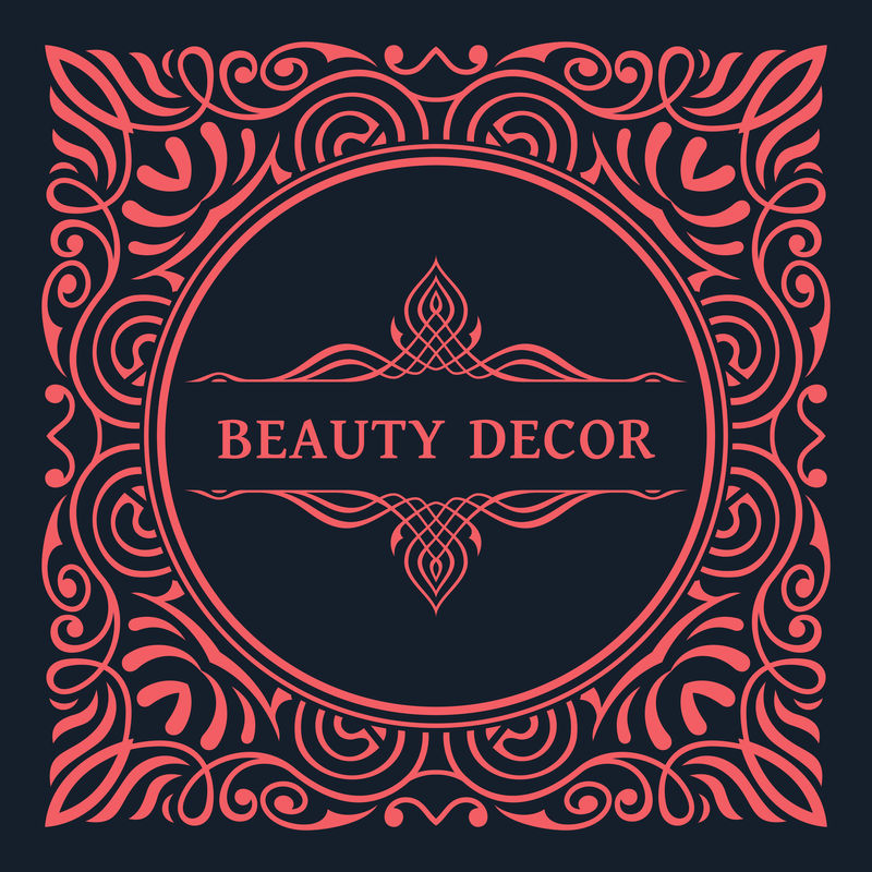 书法方形装饰框线餐厅菜单带有印刷图案设计的豪华老式华丽贺卡