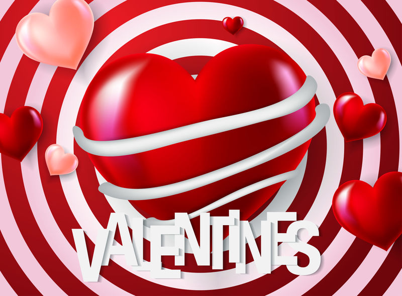 情人节快乐排版以线艺术风格设置爱情图标