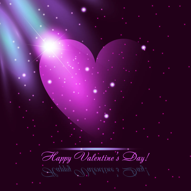 抽象的背景中心为霓虹粉深紫色为蓝光为情人节派对传单设计矢量图