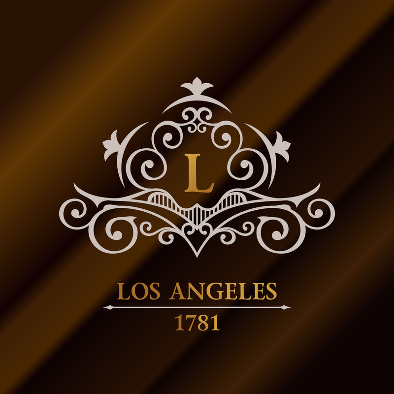 印有洛杉矶字样的复古金色时尚标签标志海报服装徽章的标志模板
