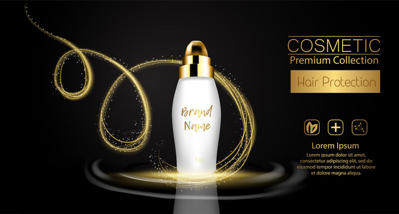 一个真实的模板化妆品包装3D液体油飞溅喷溅阿甘油护发化妆品产品包装设计