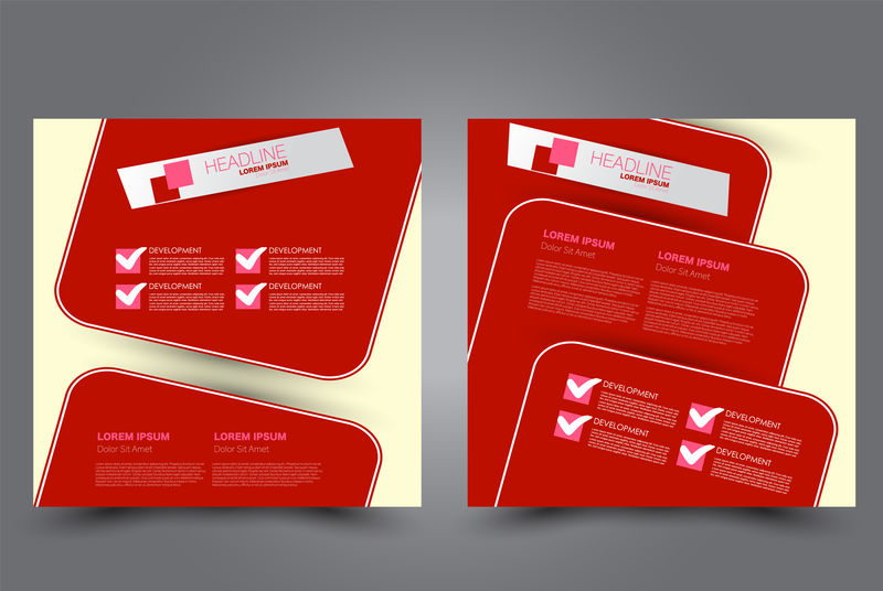 方形传单设计小册子封面网站或广告横幅模板矢量图红色