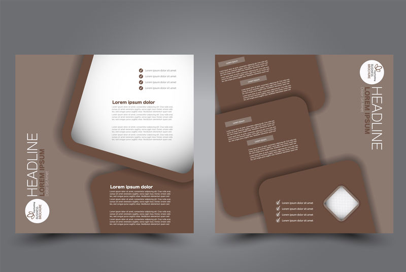 方形传单设计小册子封面网站或广告横幅模板矢量图棕色