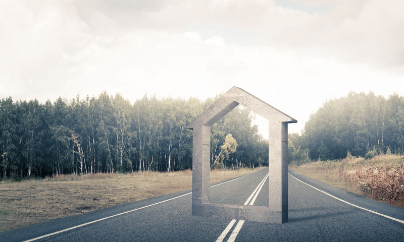 沥青路面混凝土住宅标志概念背景图像