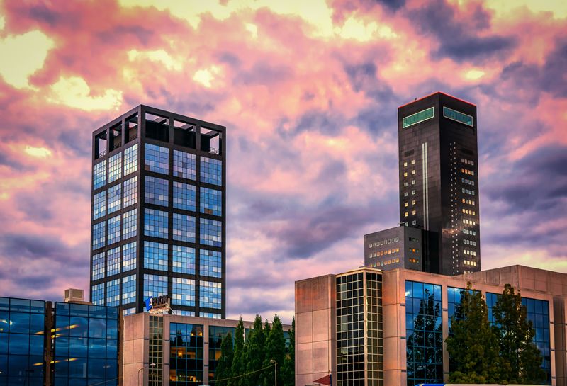 Buildings over looking the city