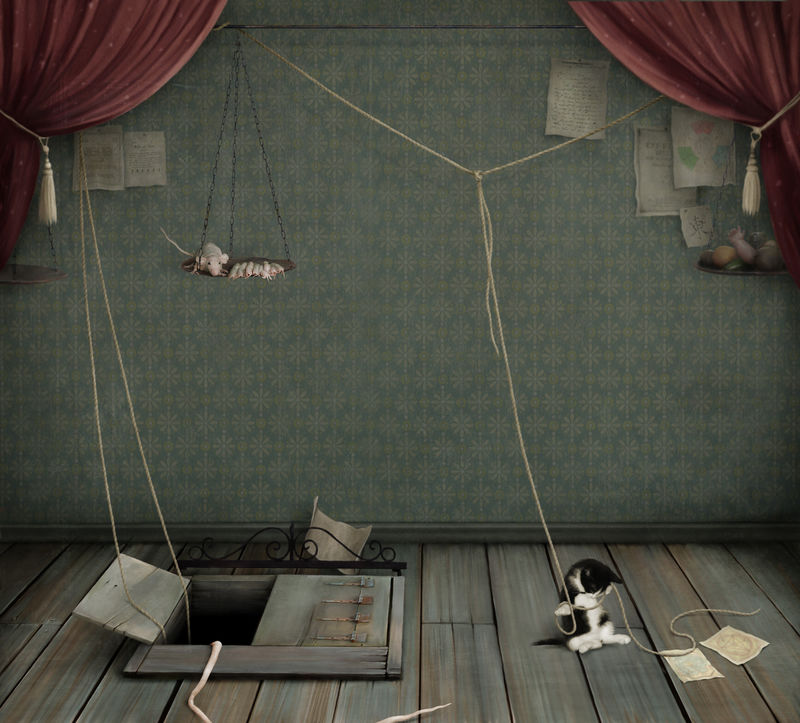 有地窖、小猫和老鼠的暗室。