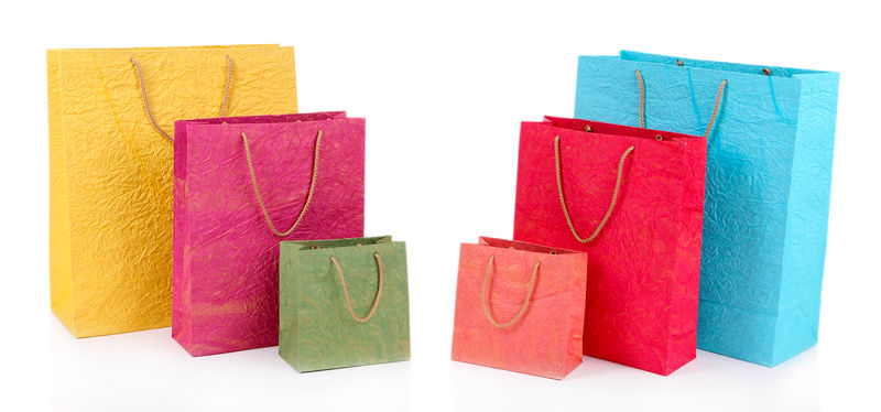 彩色购物袋,白色隔离