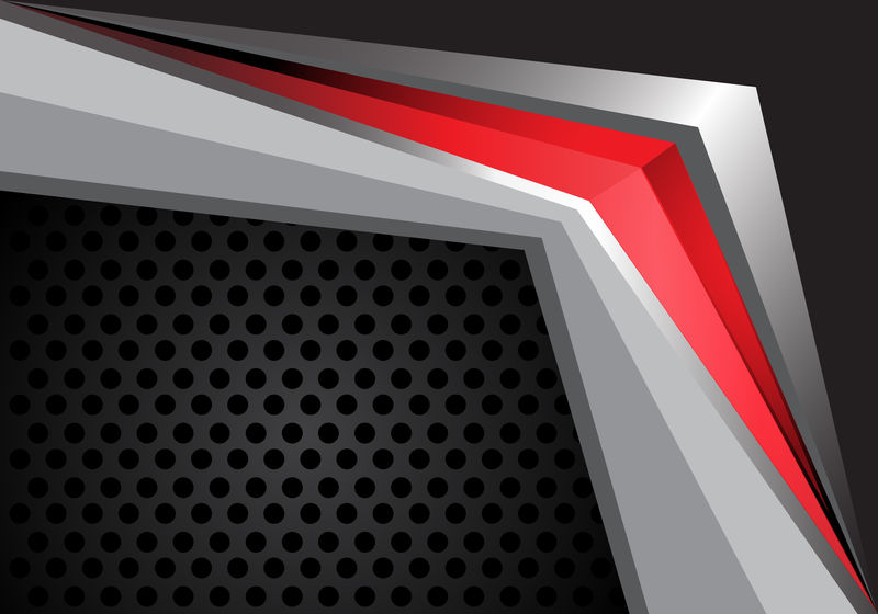 抽象的红色箭头上的灰色金属设计现代背景纹理矢量图。