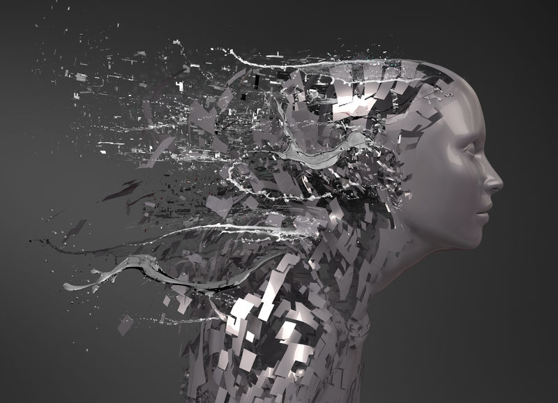 抽象人物破碎成碎片