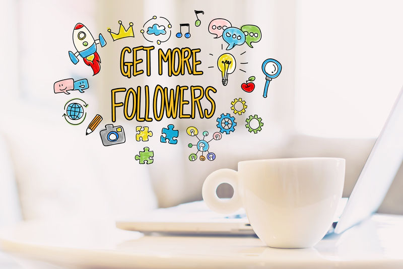 喝杯咖啡,获得更多粉丝的概念