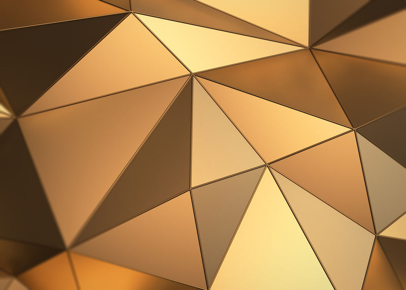 黄金抽象背景三维渲染