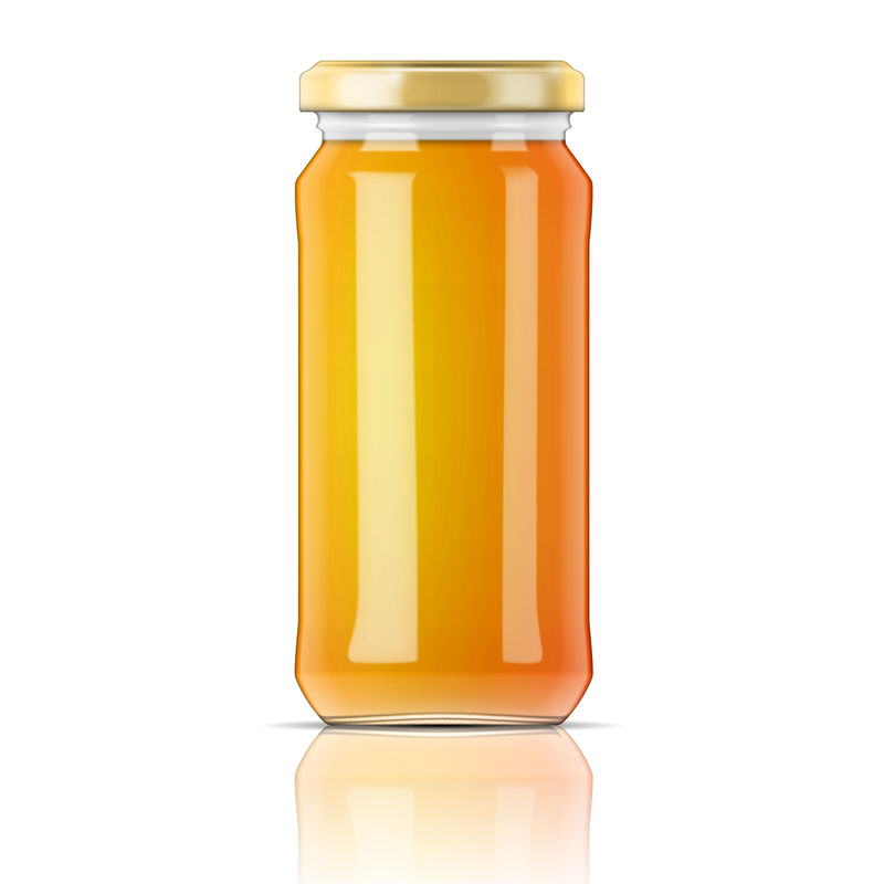 加蜂蜜的玻璃罐。