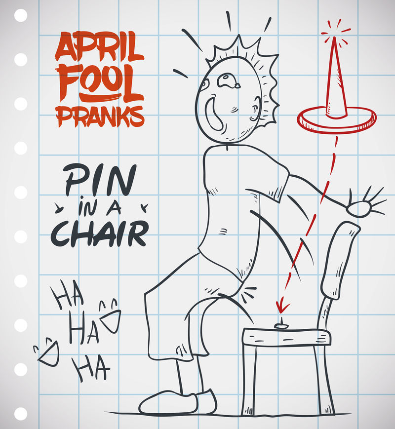 四月愚人节的插针椅恶作剧，矢量图