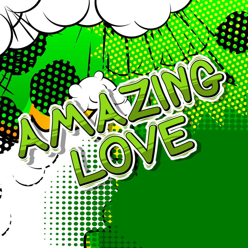 神奇的爱情-抽象背景下的漫画风格的单词