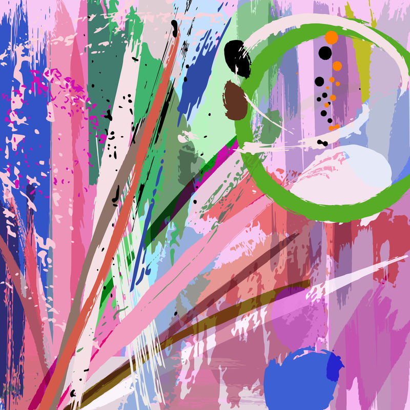 抽象背景插图,带有绘画笔画