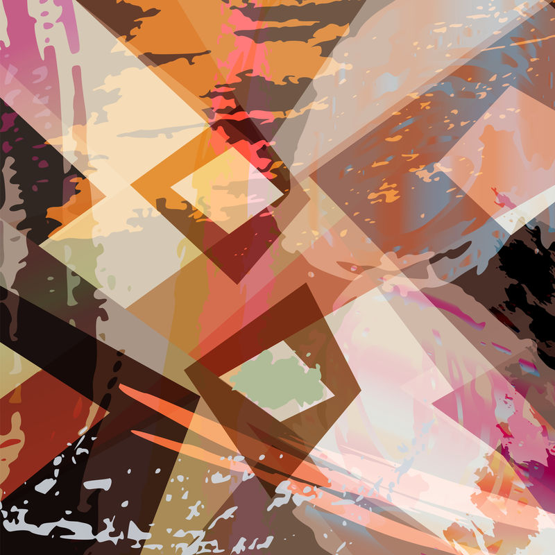 抽象背景插图,带有绘画笔画