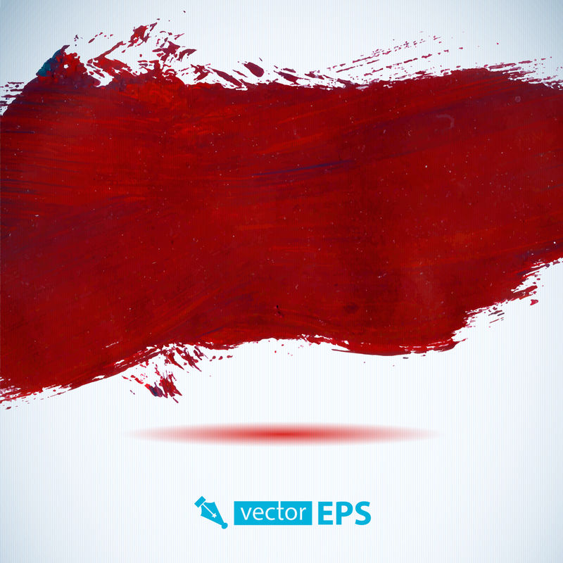 矢量亚克力红墨水点。用湿毛笔在纸上划出纹理。