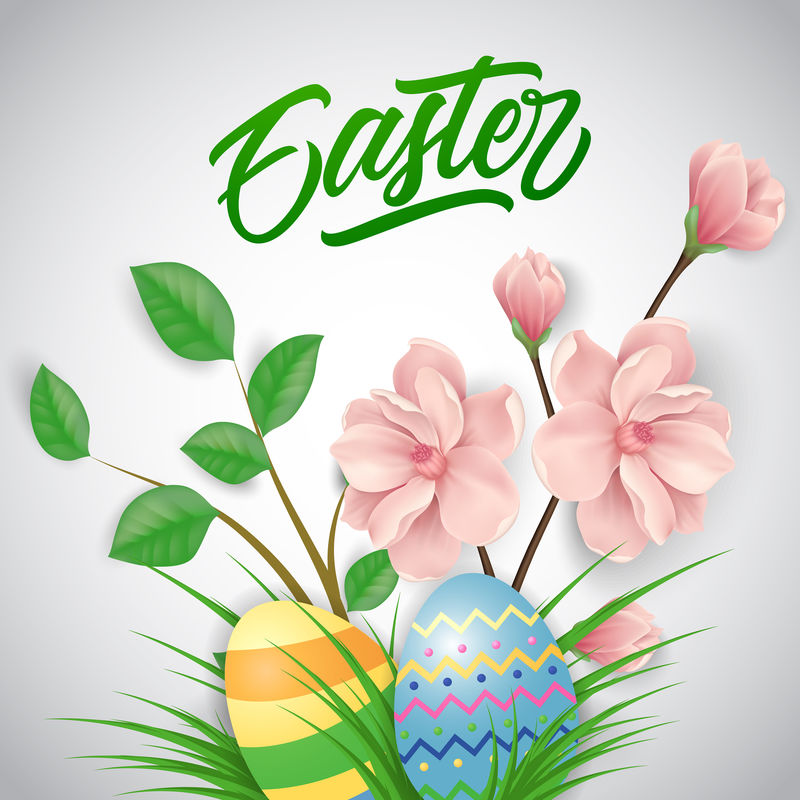 复活节彩蛋和鲜花