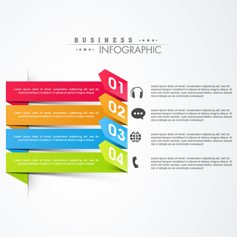 彩色箭头商业信息图。