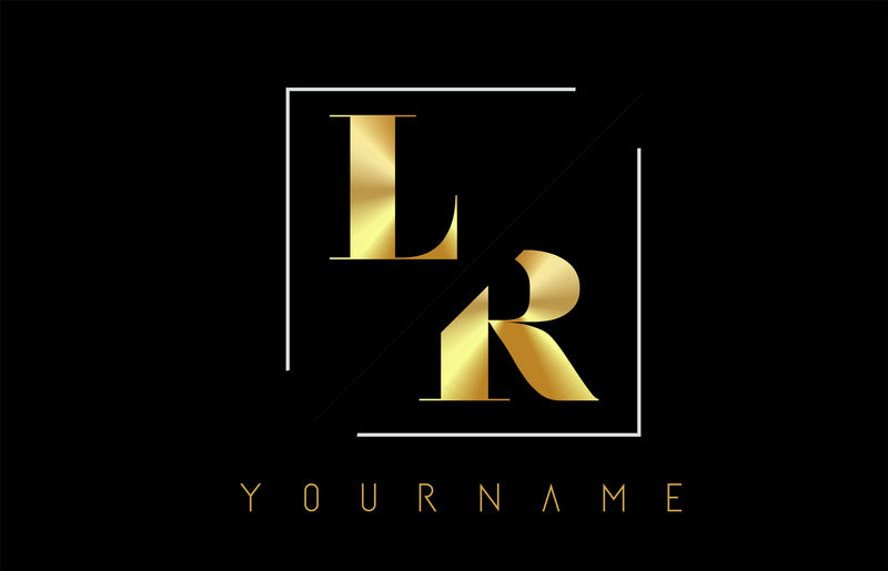 带有切割和交叉设计的LR金字标志