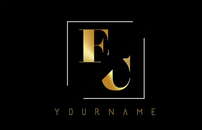 欧共体金色字母标志，带切割和交叉设计