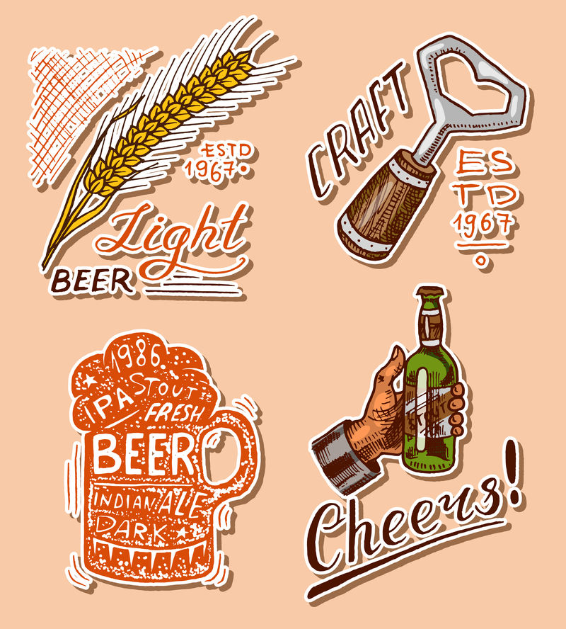 矢量啤酒标签贴纸