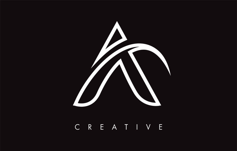 一个银色字母的标志会标矢量设计-创意一个银金属钢字母图标矢量插图