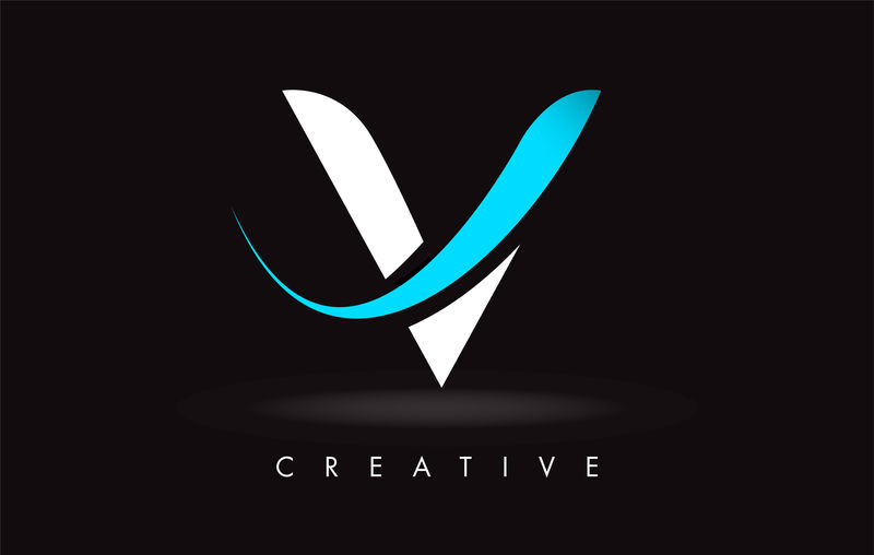 v字母设计标志.带现代swoosh标志的字母v标志