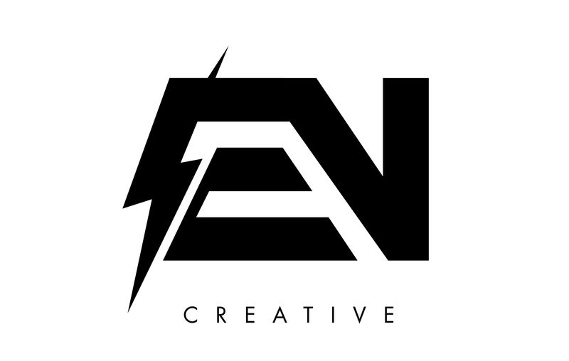 字母标志设计与雷电螺栓。电动螺栓