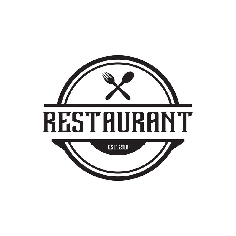 餐厅矢量标识复古元素图案会徽烹饪晚餐新鲜食品