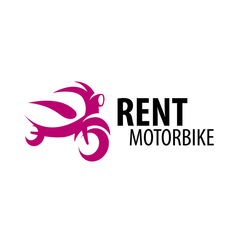 出租摩托车标志。白底矢量图