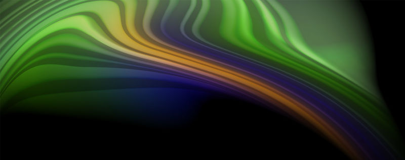 现代彩虹液体彩流彩色海报。黑色背景下的波浪形液体。摘要构成
