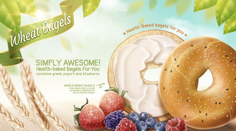 美味的小麦百吉饼广告