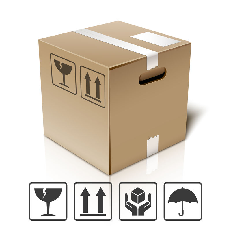 带包装符号的纸板箱图标,矢量