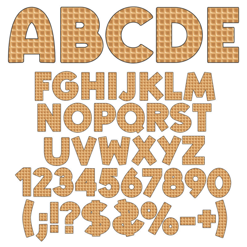 晶圆上的字母、数字和符号-白色背景上的孤立矢量对象