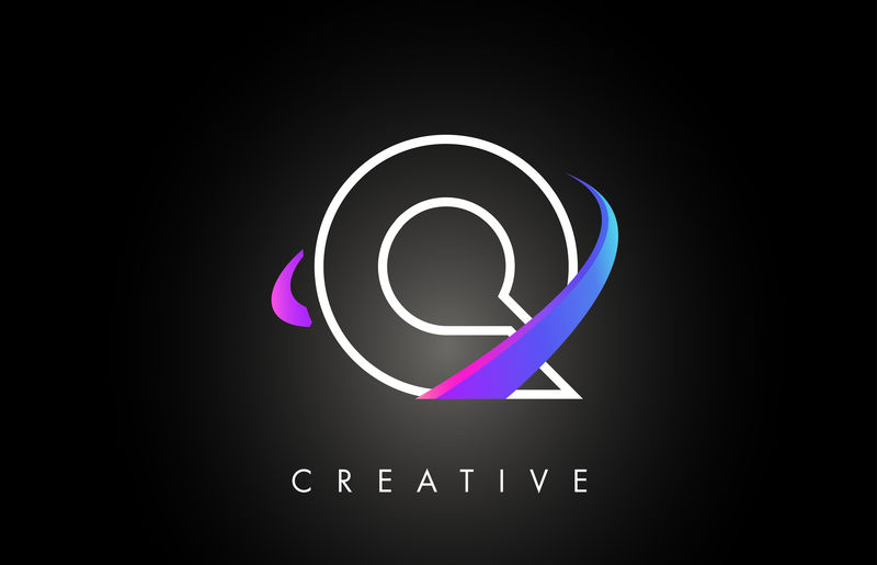 Q时尚现代字母标志设计花押字和创意Swoosh