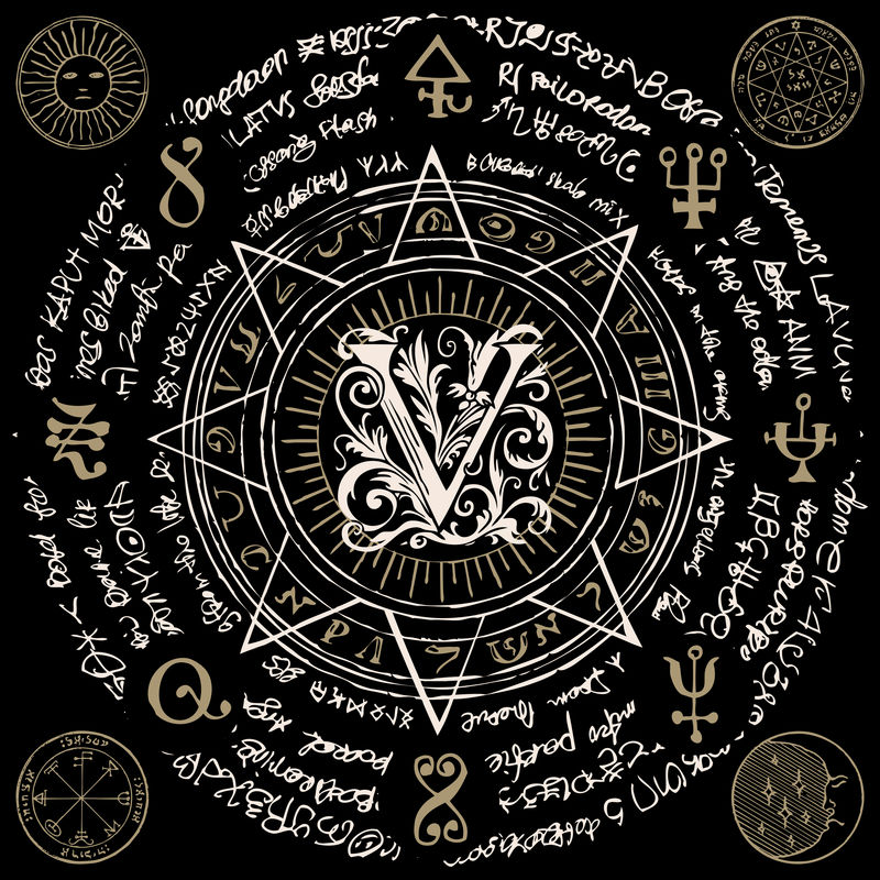 八角星中字母V的图示