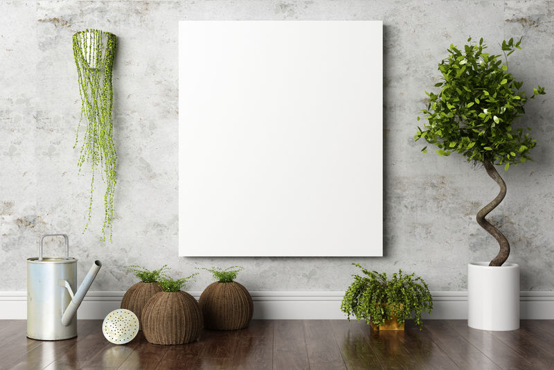 现代明亮的内部。三维渲染