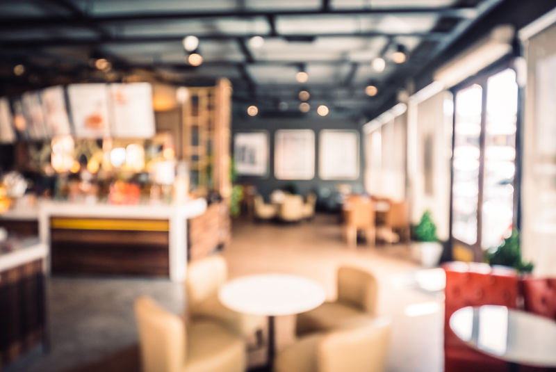 抽象模糊咖啡店背景-复古过滤效果