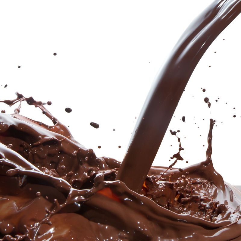 白色背景下的巧克力溅起