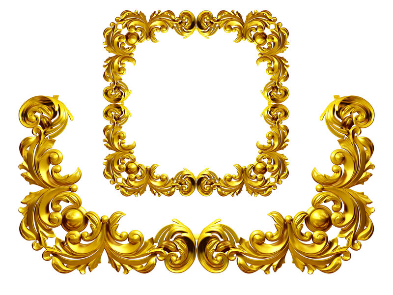 金色框架-带巴洛克式金饰-镜像元素以完成框架